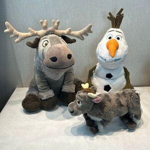 Disney Frozen Sven & Olaf Plush Stuffed Animal Reindeer Snowman Set Lot
